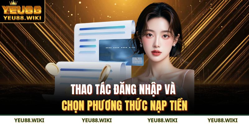 Thao tác đăng nhập và chọn phương thức nạp tiền